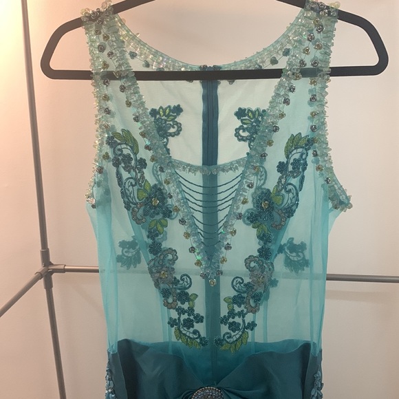 Blue Embellished Dress For wedding/ prom/ event - Picture 2 of 9